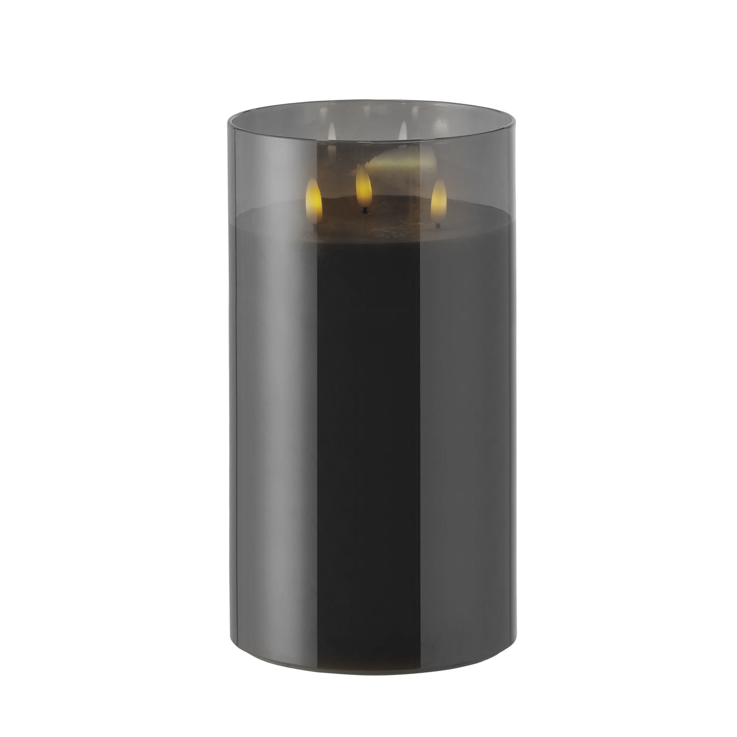 Black Glass Triflame LED Candle | 25cm