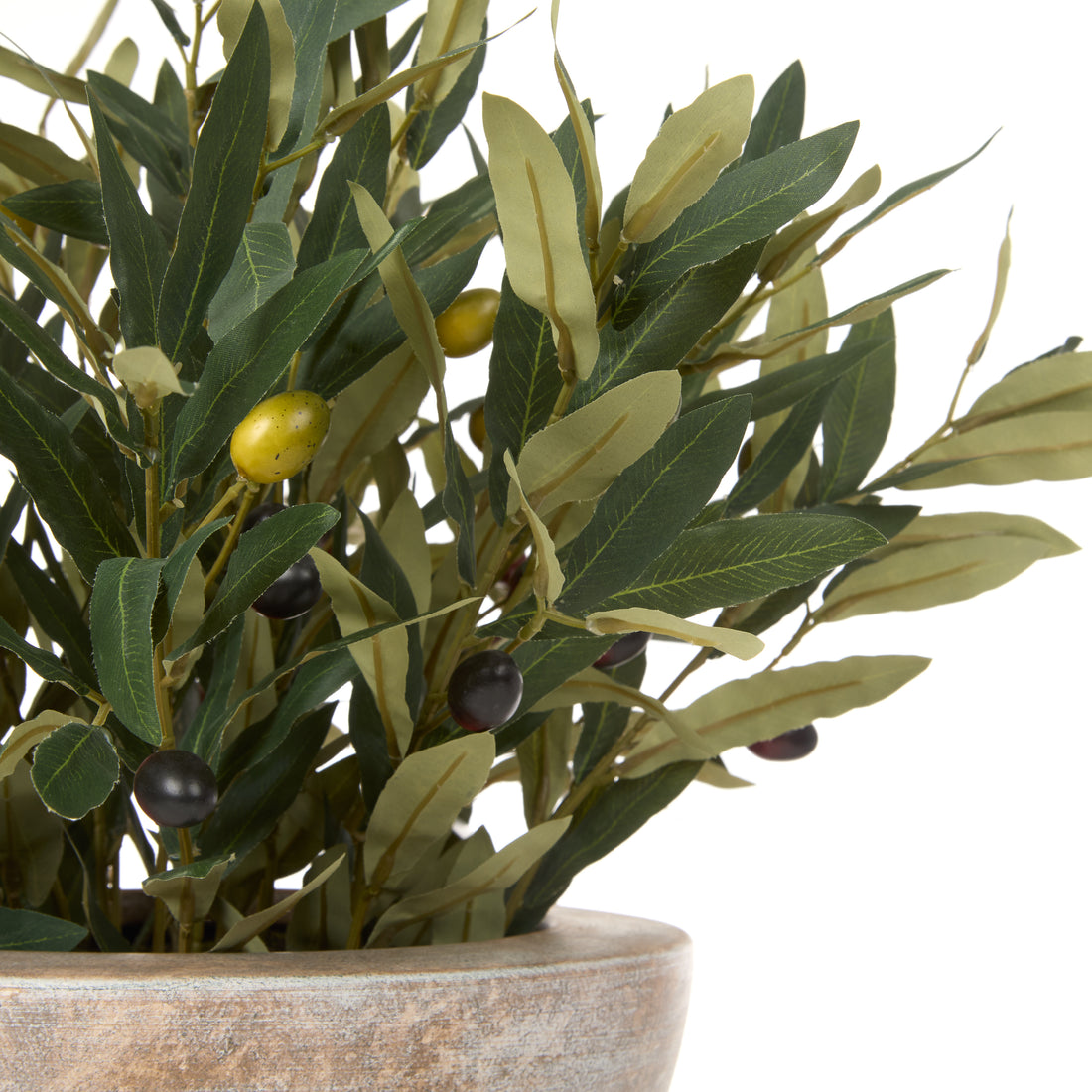 Faux Olive Spray Arrangement - Earthenware Bowl | 68cm