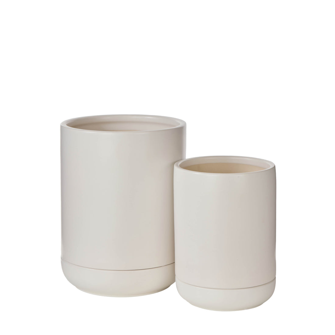 Luana Pot with Saucer | White -  26cm