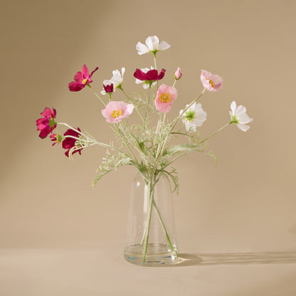 Faux Poppy Cosmos Mix - Giselle Tall Vase | Purple &amp; White - 45cm