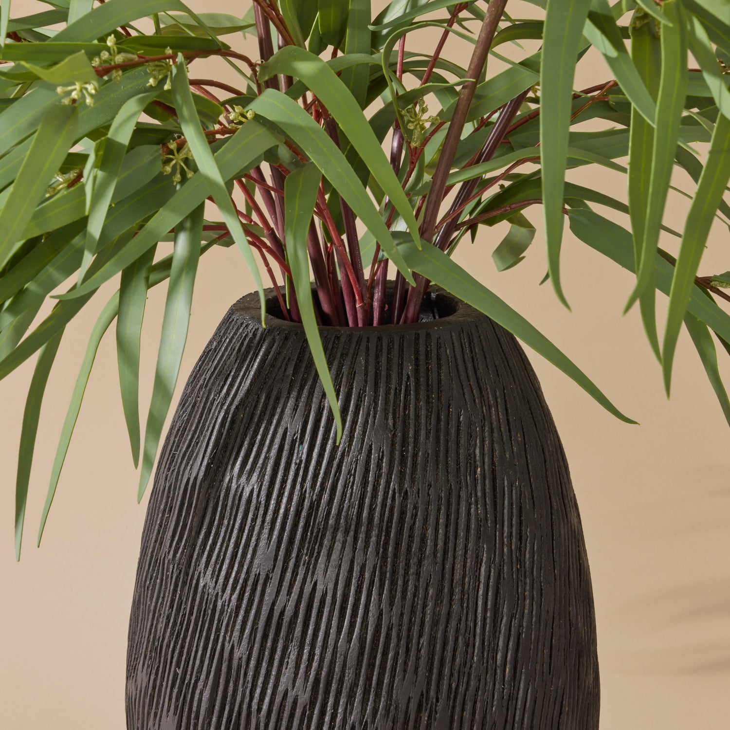 Faux Eucalyptus Mix - Dansk Textured Vase | Black - 67cm