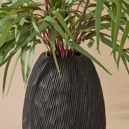 Faux Eucalyptus Mix - Dansk Textured Vase | Black - 67cm