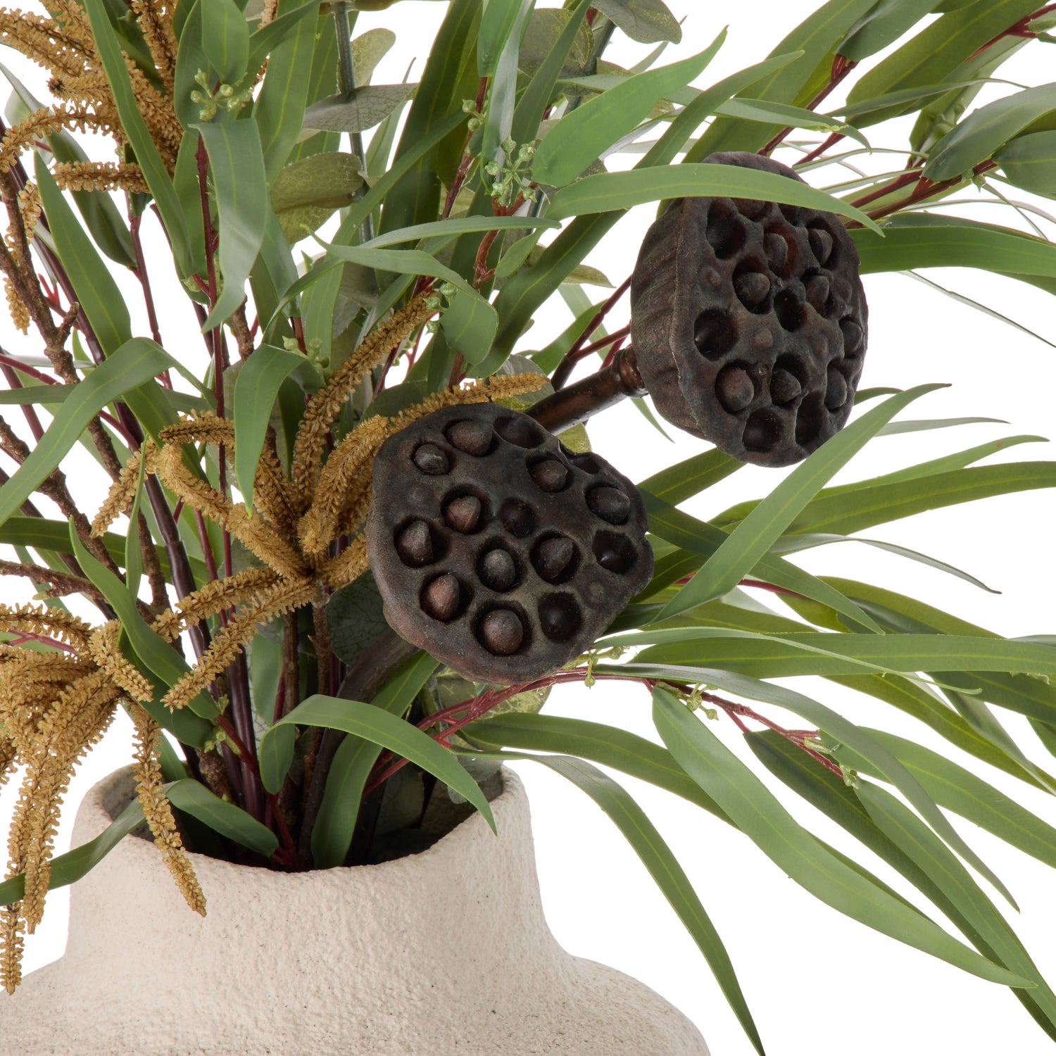 Faux Lotus Pod Catkins Mix - Ryde Vessel | Brown -  80cm