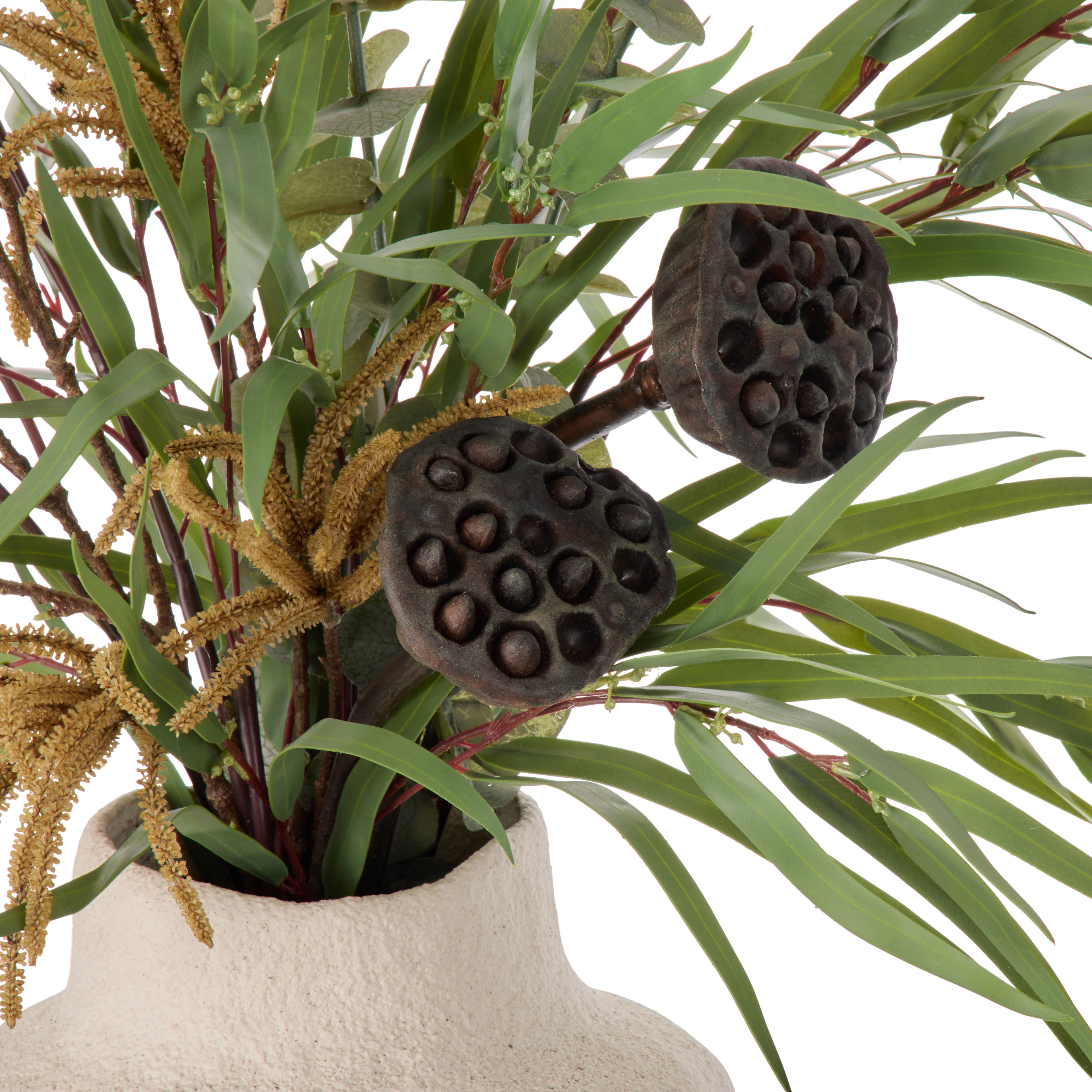 Faux Lotus Pod Catkins Mix - Ryde Vessel | Brown -  80cm