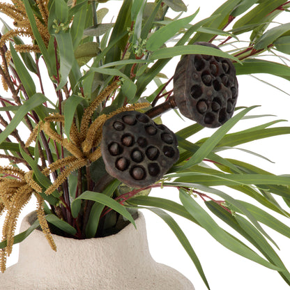 Faux Lotus Pod Catkins Mix - Ryde Vessel | Brown -  80cm