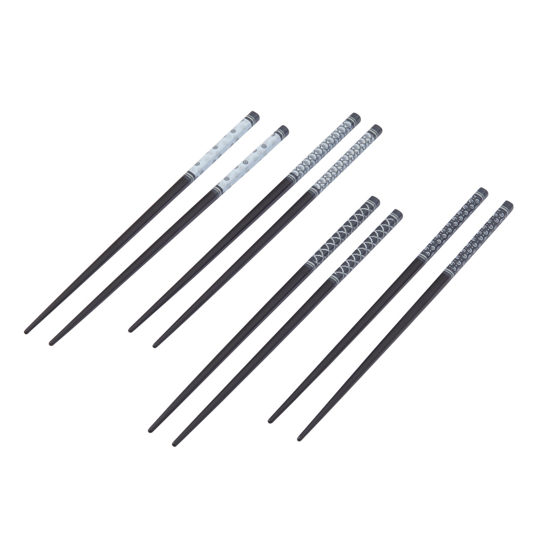 Davis &amp; Waddell Bamboo Chopsticks 4 Pairs Set Black &amp; White