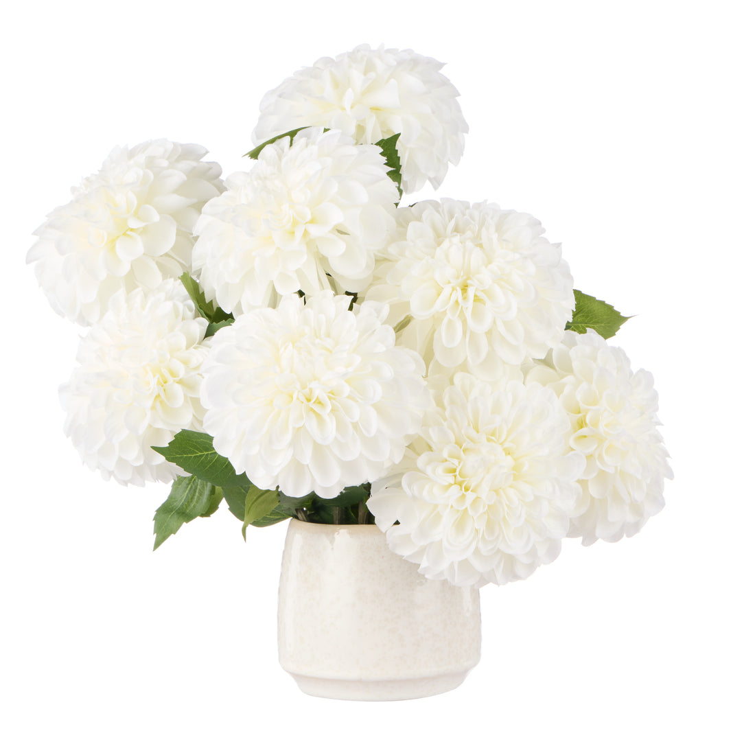 Faux Chrysanthemum Arrangement - Gianna Pot | White - 37cm