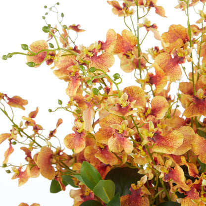 Faux Dancing Orchids - Madelyn Bowl | Orange - 67cm