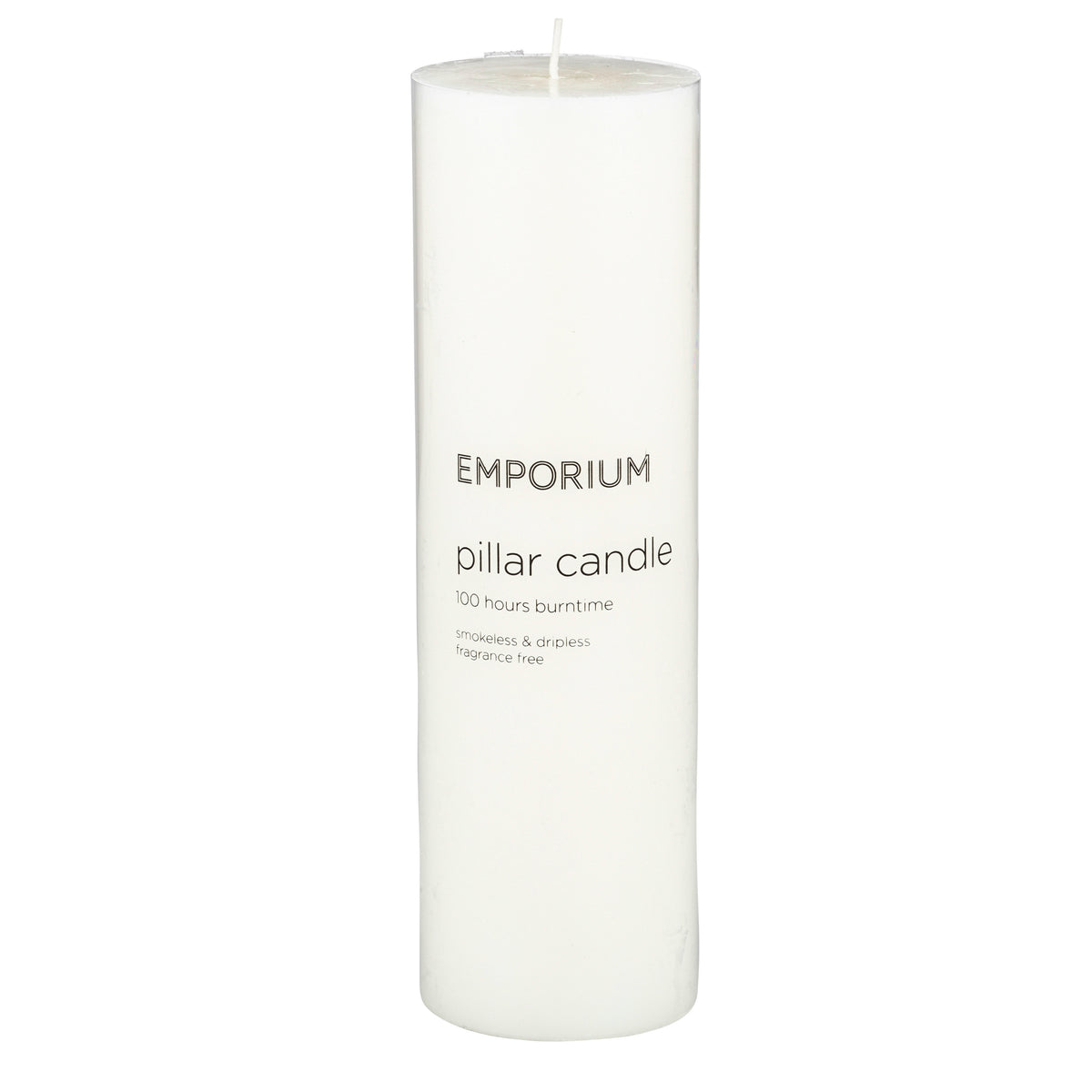 Emporium Pillar Candle White 7.5x7.5x25cm