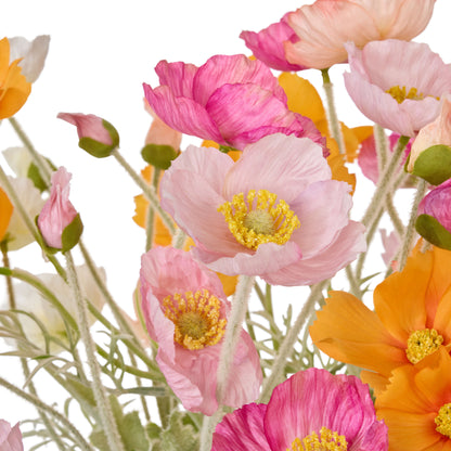 Faux Poppy Garden - Delos Planter | Pink -  40cm