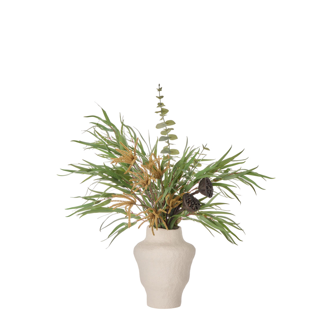 Faux Lotus Pod Catkins Mix - Ryde Vessel | Brown -  80cm