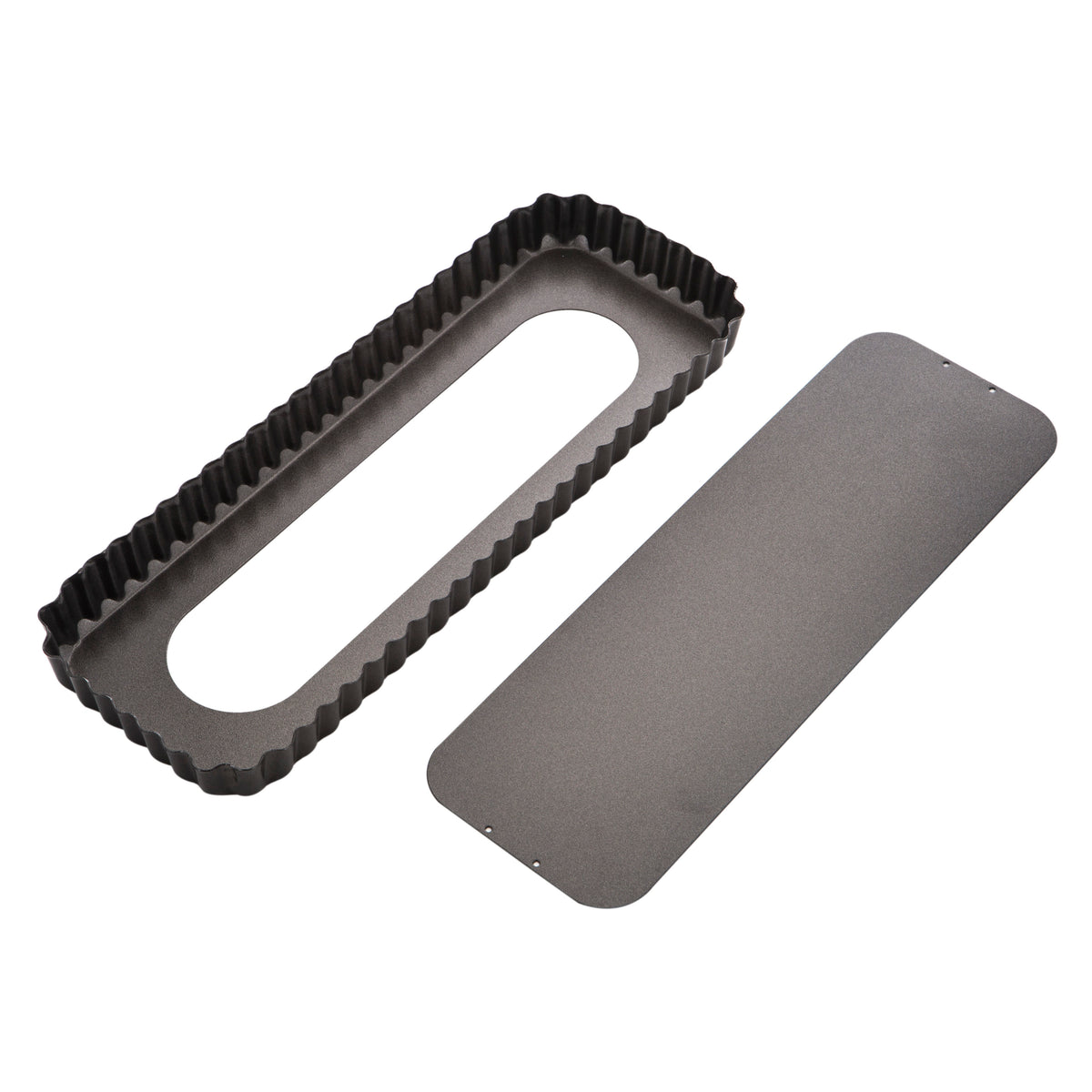 MasterPro Non-Stick Loose Base Fluted Rectangular Flan/Quiche Tin Black