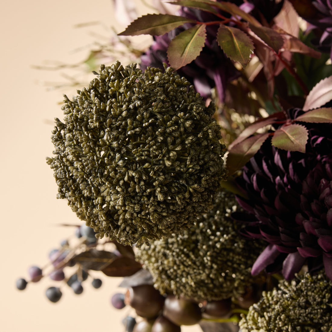 Faux Chrysanthemum Fig Garden Mix Arrangement - Maliah Pot | Purple - 80cm