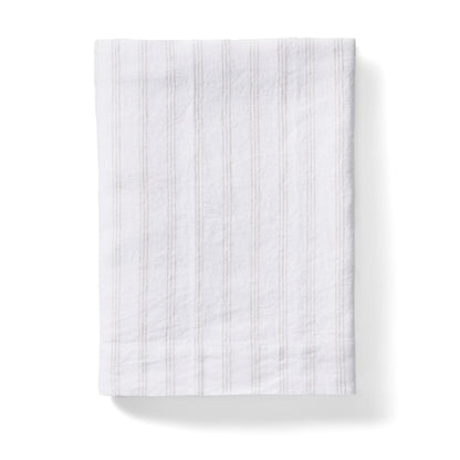 Society Home Chloe Liveable Linen Tablecloth White &amp; Taupe