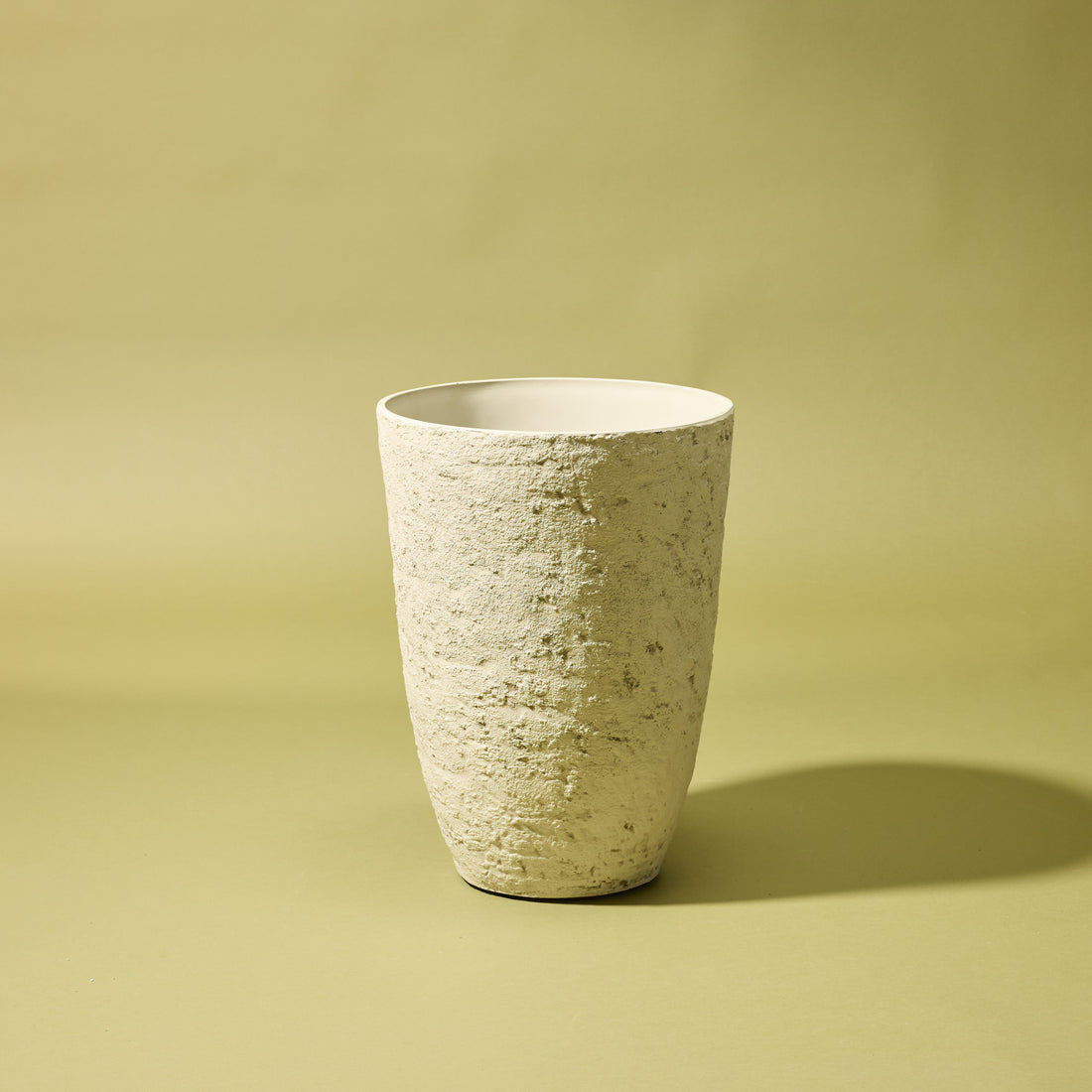 Faux Rustic Stone Look Tall Planter Pot | Cream - 49.5cm