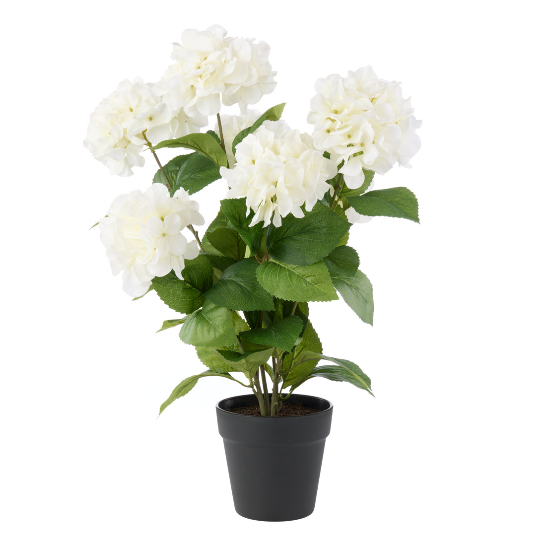 Faux Hydrangea Plant - Garden Pot | White - 59cm