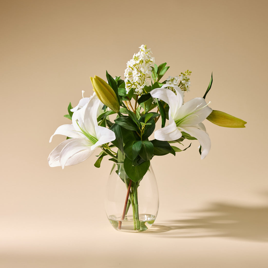 Faux Casablanca Lily Garden Mix Arrangement - Nara Vase | 49cm