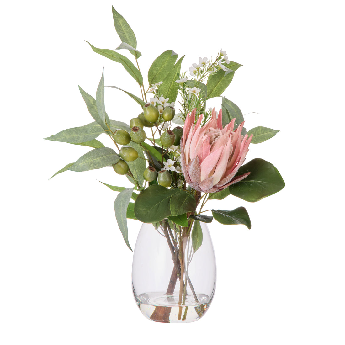 Faux King Protea Native Mix - Claire Vase | Pink -  53cm