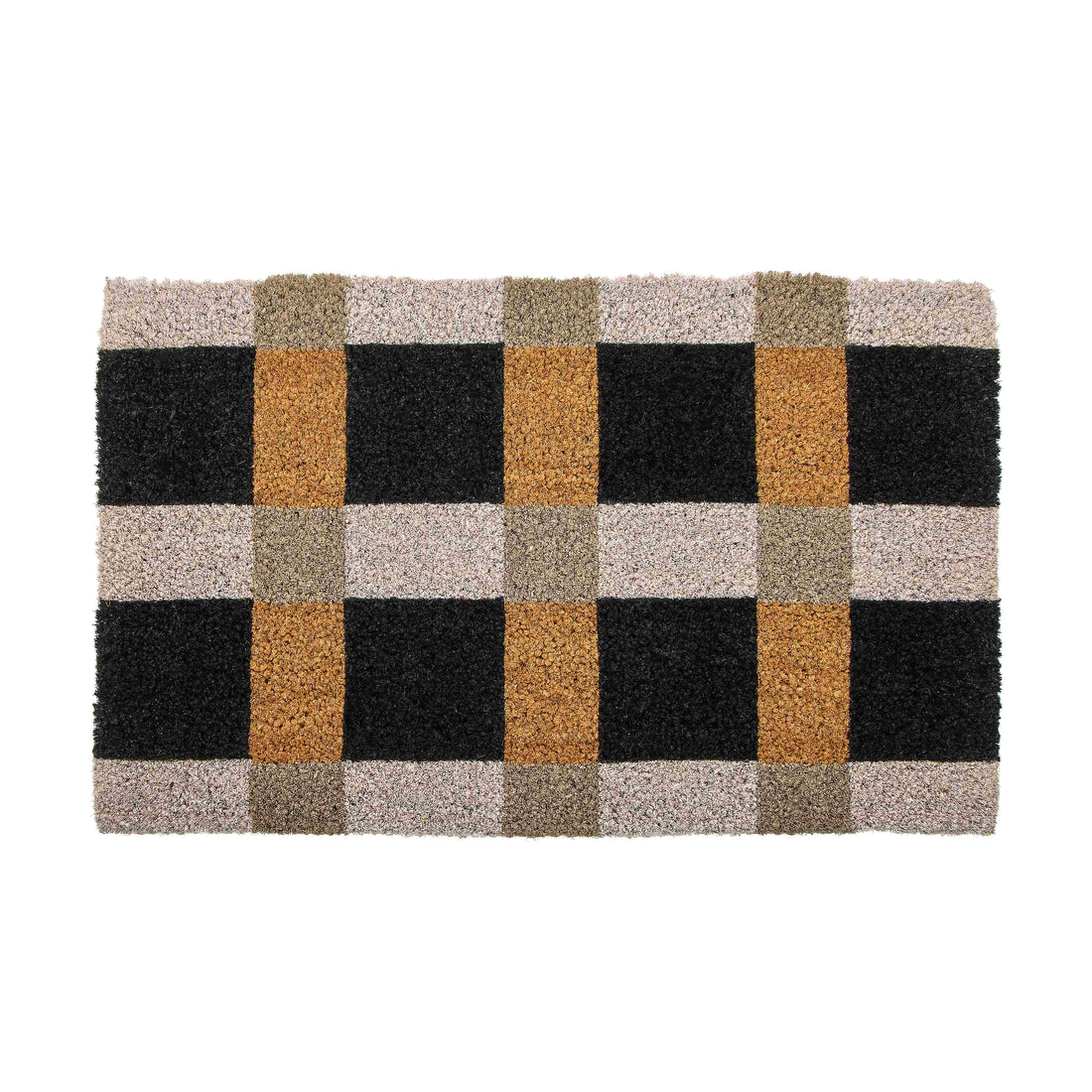 Rogue Coir Door Mat - Gingham -  Black