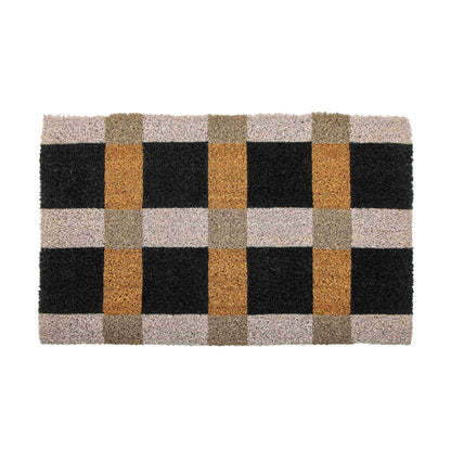 Rogue Coir Door Mat - Gingham -  Black