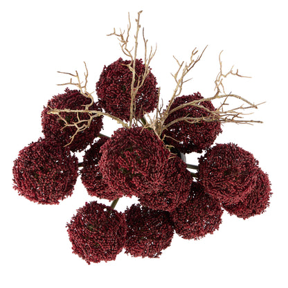 Faux Allium Spray Arrangement - Maliah Pot Black | Burgundy - 65cm