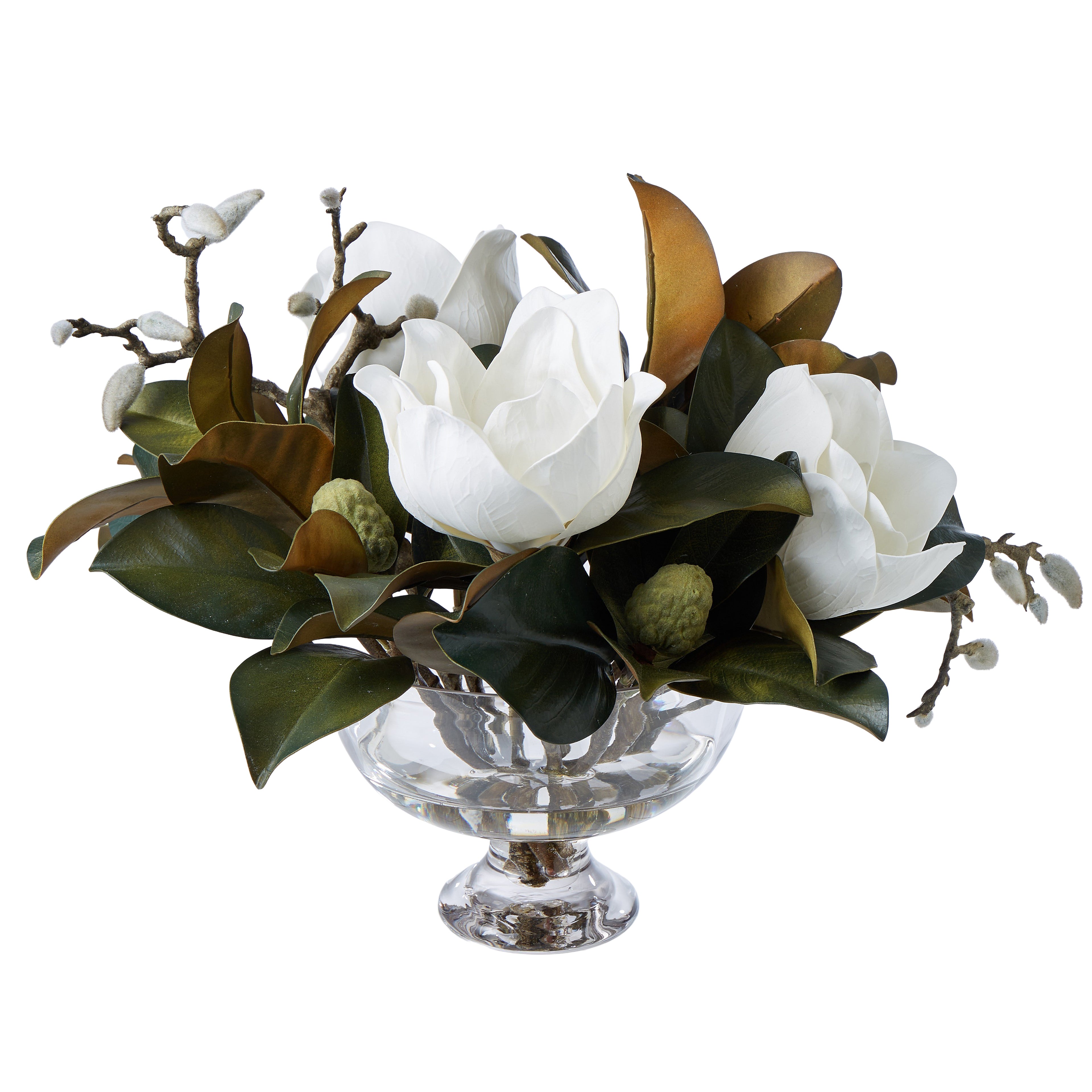Faux Magnolia Grandiflora - Dahlia Bowl | White - 40cm