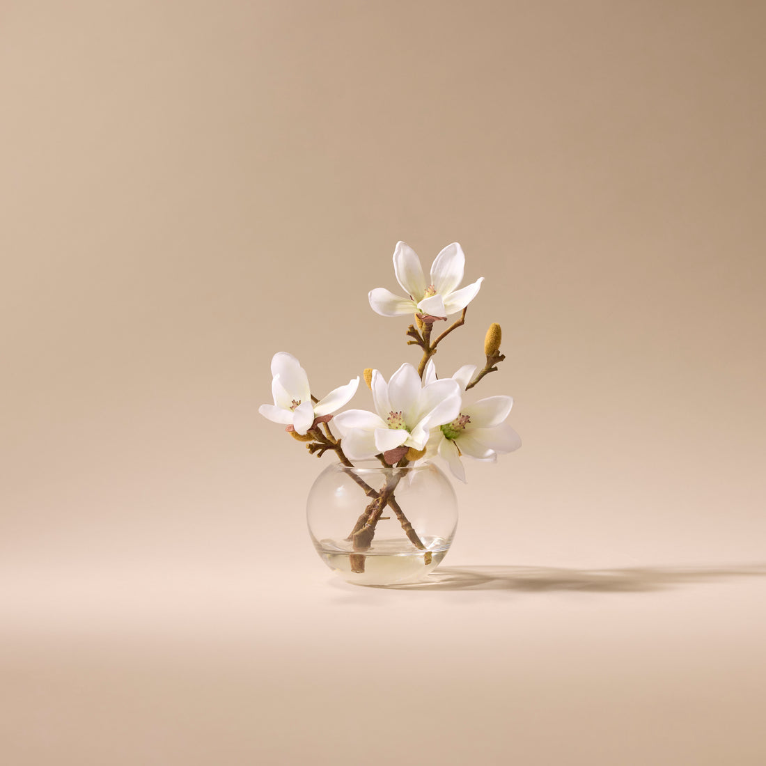 Faux Mini Magnolia - Sphere Vase | White - 16cm