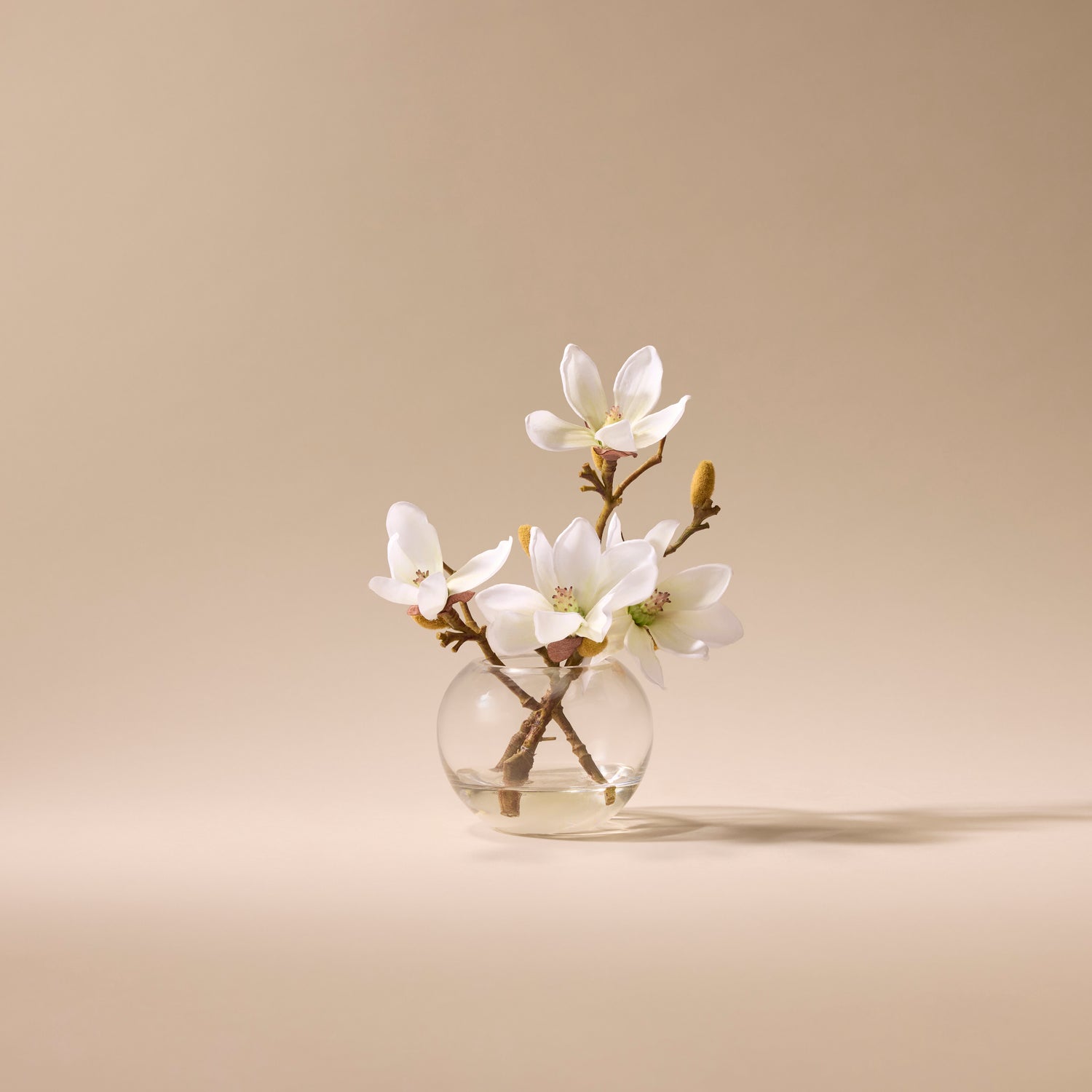 Faux Mini Magnolia - Sphere Vase | White - 16cm