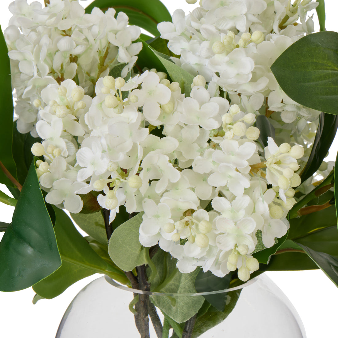 Faux Lilac Garden Mix - Sphere Vase | White -  30cm