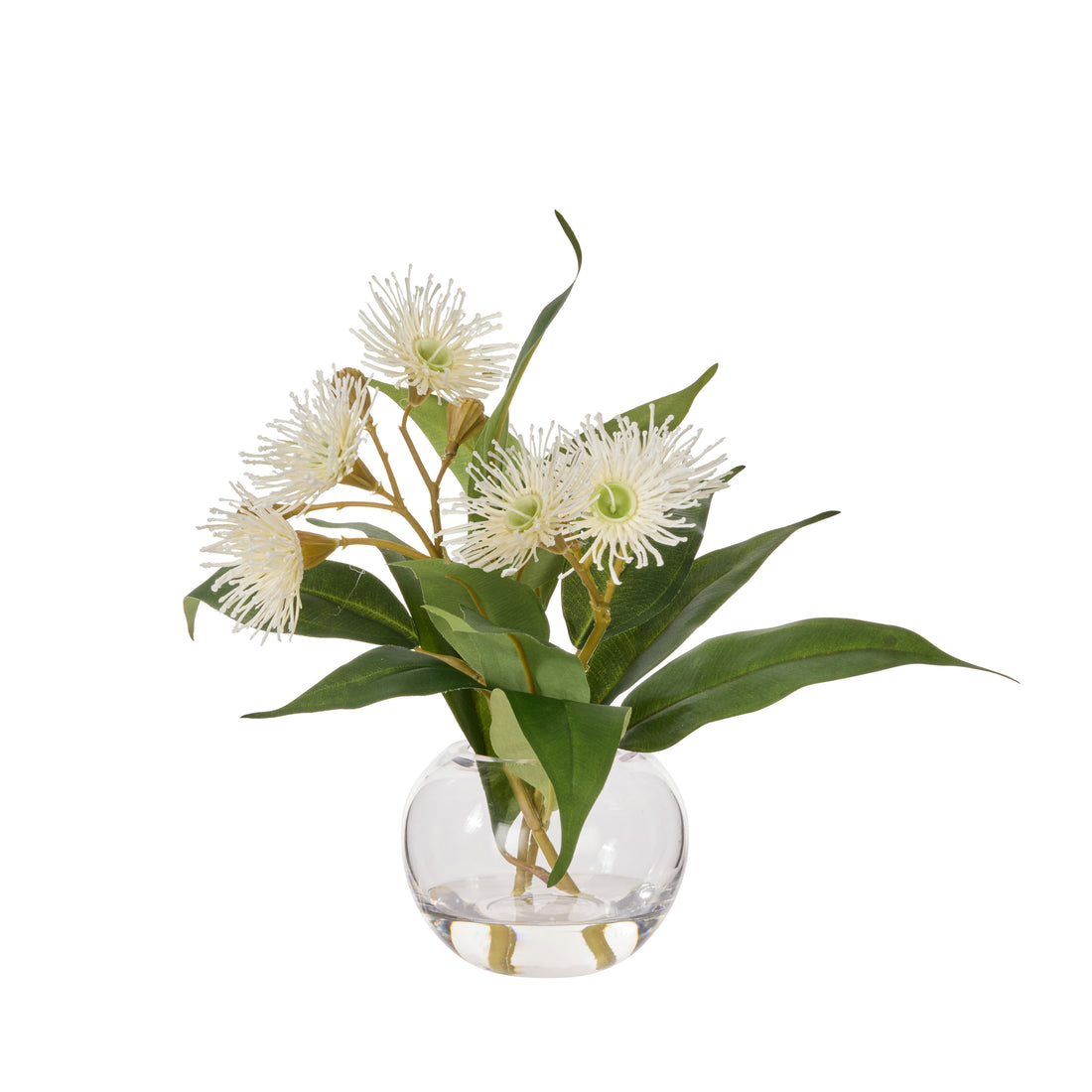 Faux Flowering Eucalyptus - Phoebe Vase | White -  21cm