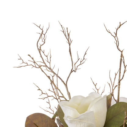 Faux Magnolia Twig - Elsie Vessel| White -  85cm