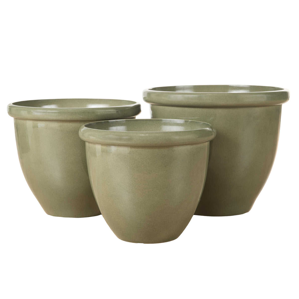 Rogue Milan Glaze Look Planter 3pcs Set Green