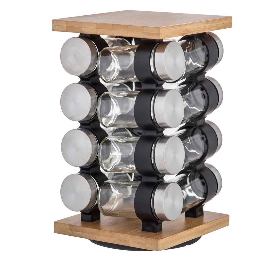 Davis &amp; Waddell Romano Spice Jar Set with Rack 16pcs Set Natural &amp; Clear