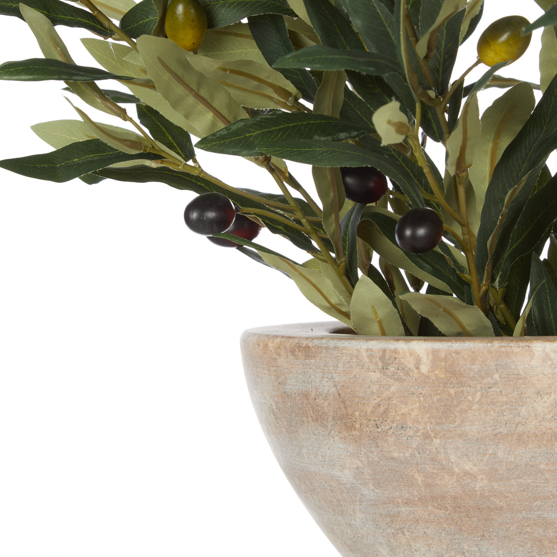Faux Olive Spray Arrangement - Earthenware Bowl | 47cm