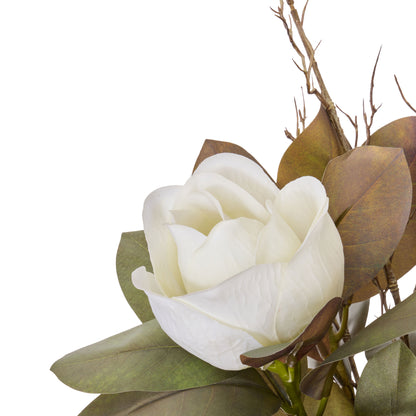 Faux Magnolia Twig - Elsie Vessel| White -  69cm