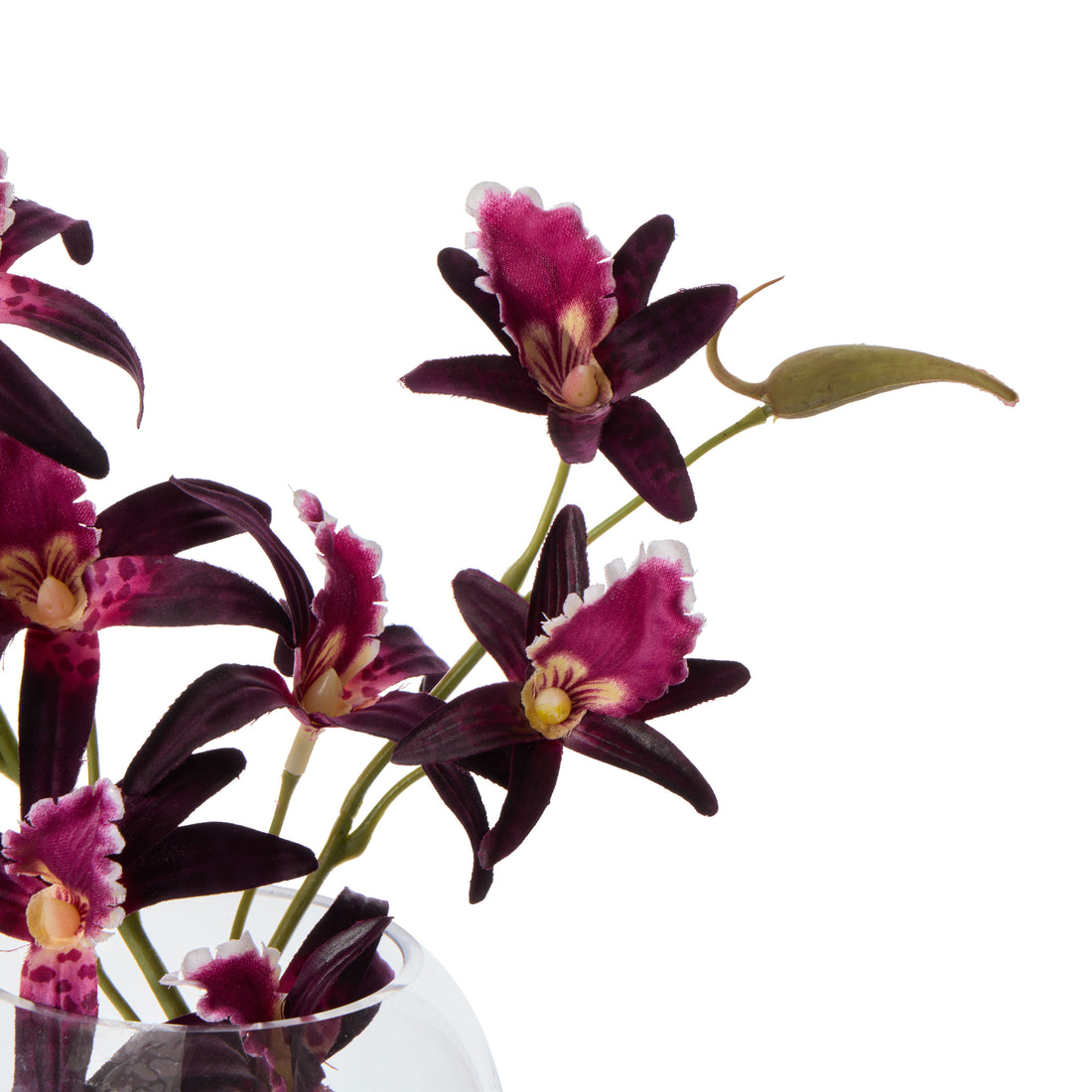 Faux Dendrobium - Sphere Vase | Burgundy -  30cm
