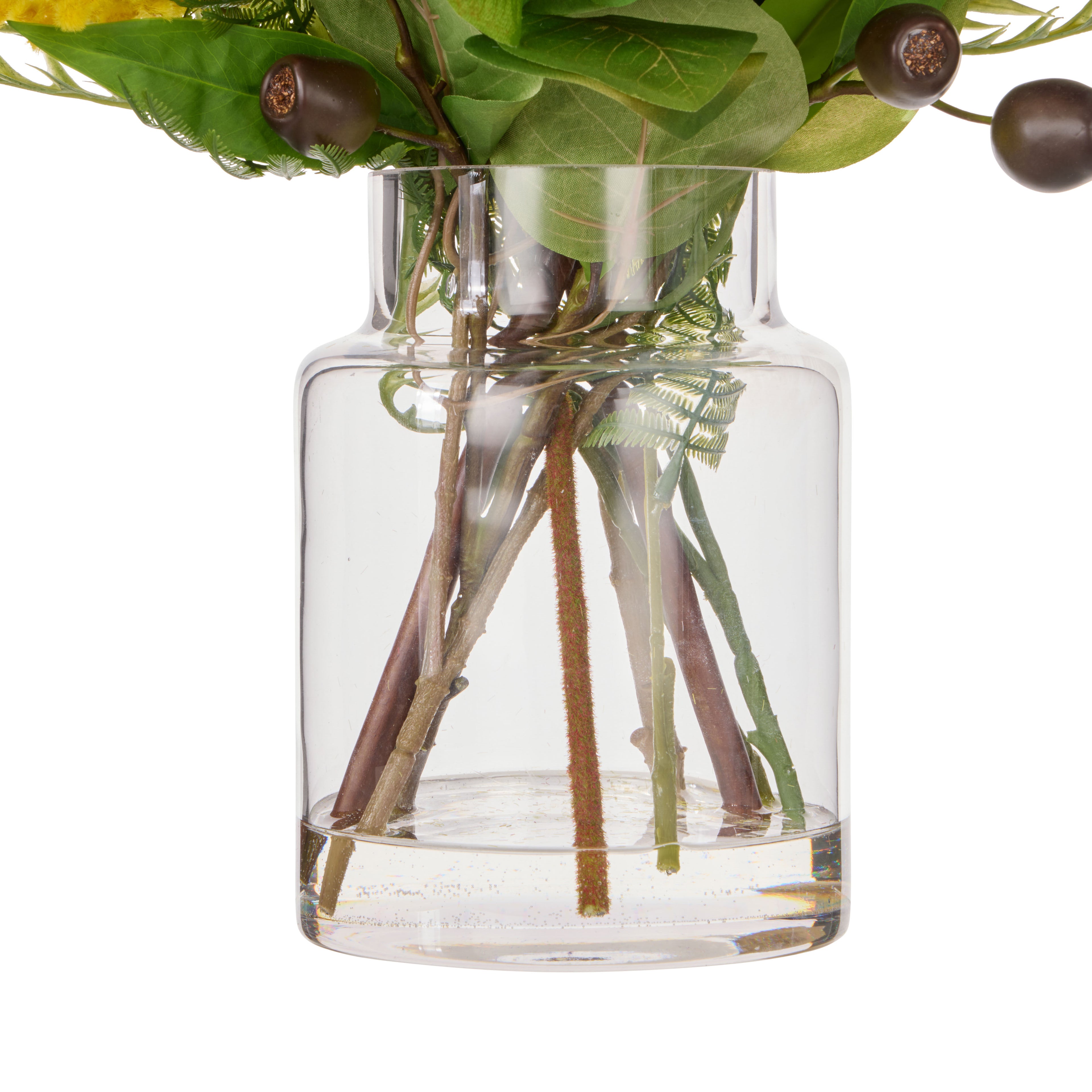 Faux Wattle Native Mix - Pail Vase | Yellow-  44cm