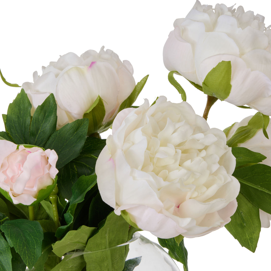 Faux Peony - Sphere Vase| White -  35cm