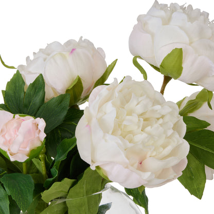 Faux Peony - Sphere Vase| White -  35cm