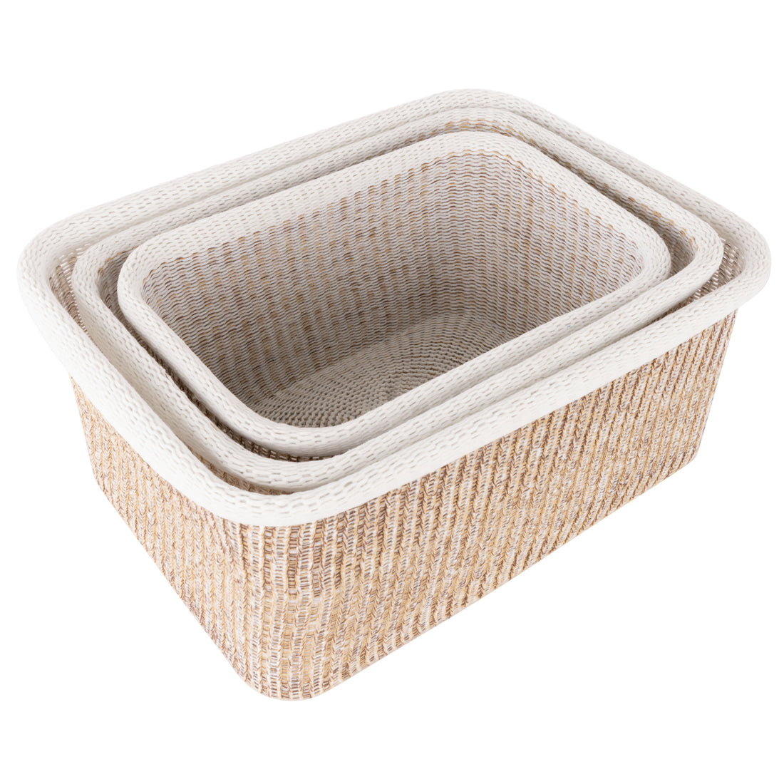 Amalfi Arlow Collection Basket 3pcs Set Natural &amp; White