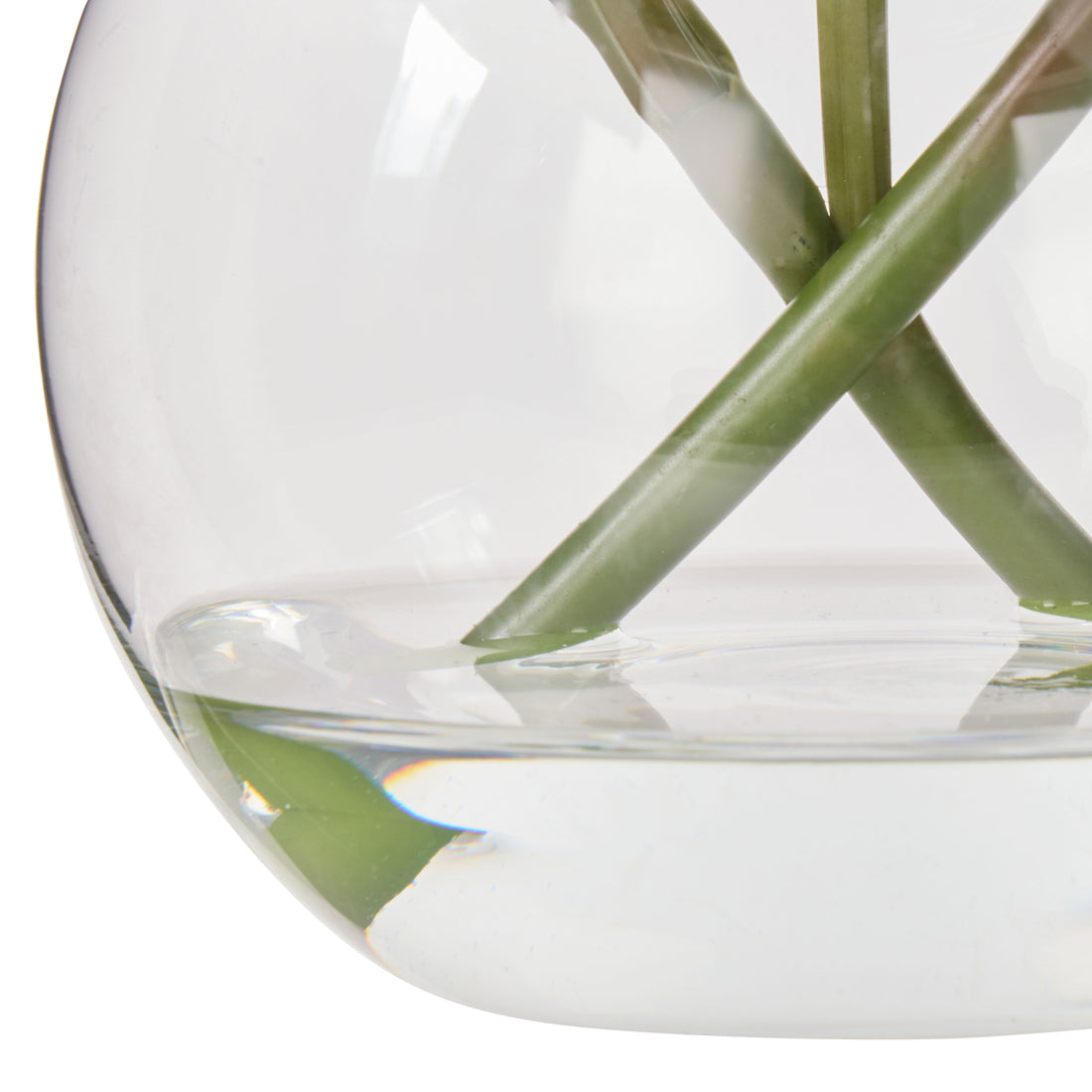 Faux Cymbidium - Glass Vase | White -  20cm