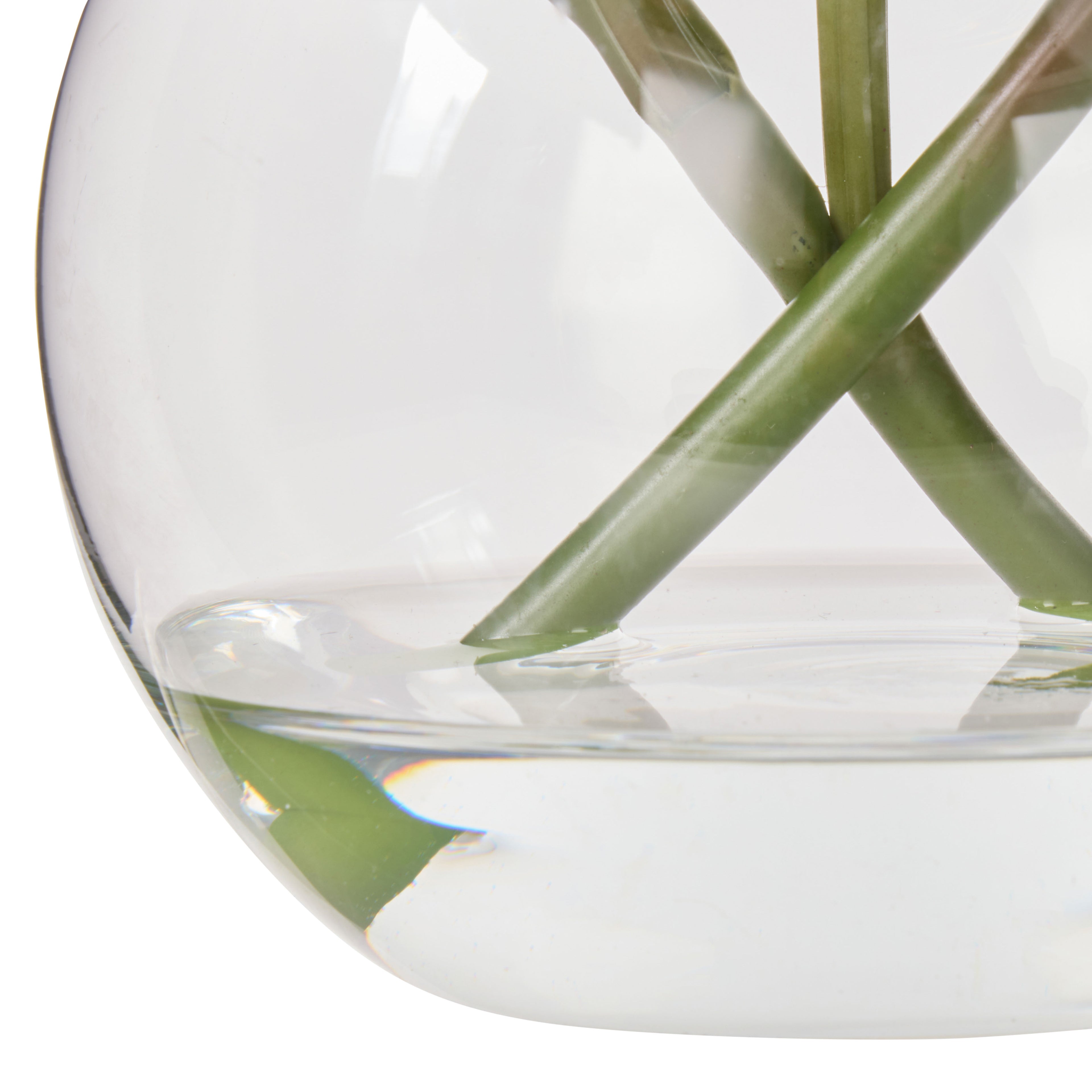 Faux Cymbidium - Glass Vase | White -  20cm