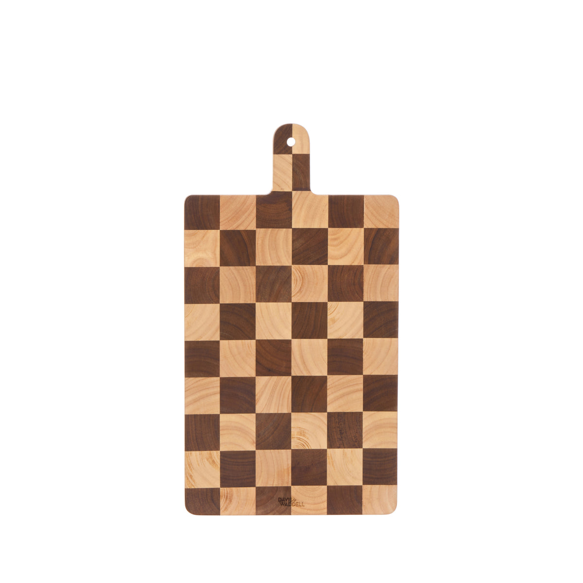 Davis &amp; Waddell Hudson Acacia Wood Checkerboard Serving Board with Handle Natural