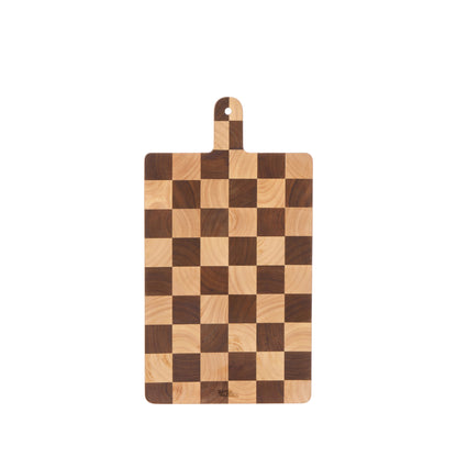 Davis &amp; Waddell Hudson Acacia Wood Checkerboard Serving Board with Handle Natural