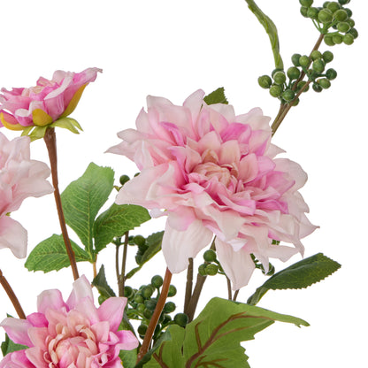 Faux Dahlia Dewberry Mix - Specimen Bottle | Pink -  45cm