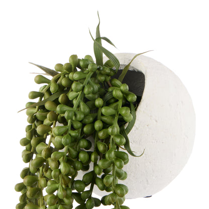 Faux String of Pearls - Ithaca Round Pot | White - 27cm