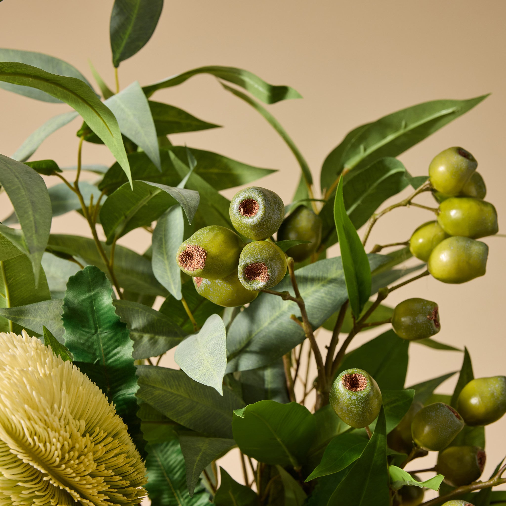 Faux Native Banksia Gum Nut Arrangement - Pauline Vase